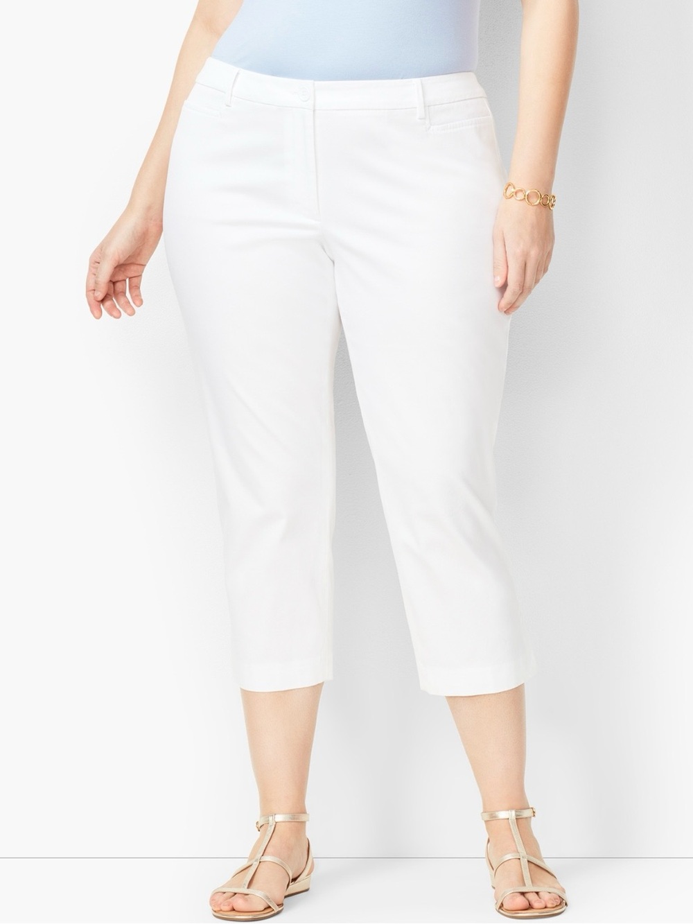 Talbots White Perfect Skimmer Pants Size 12 Cropped Casual Career, Cotton